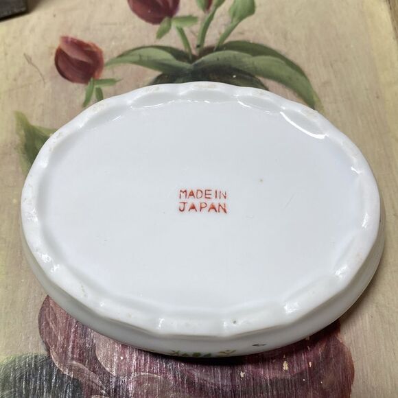 Vintage Floral Porcelain Trinket Dish Made in Japan - Picture 6 of 9